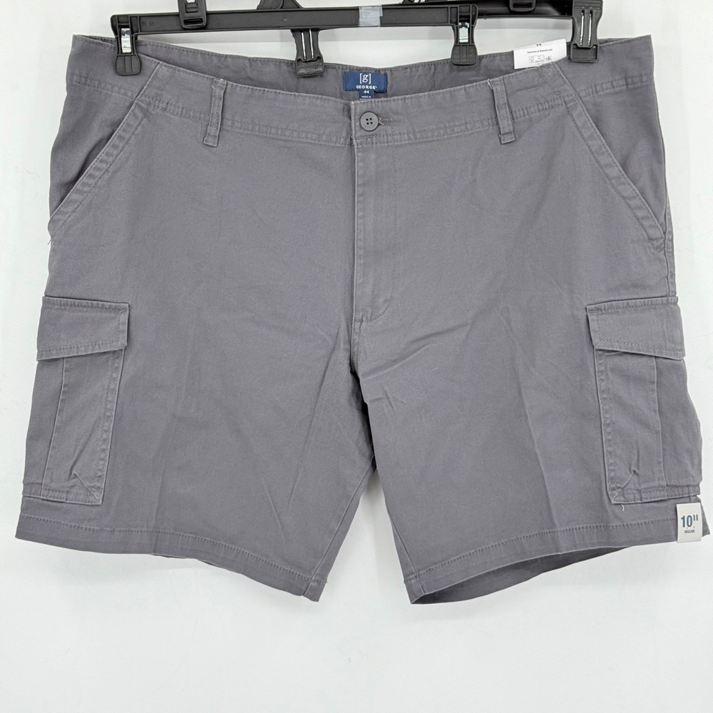 George Men's Stretch Gray Casual Cargo Shorts At the Knee Size 46 Inseam 10" NWT
